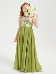 Abiti Da Damigella Lunghi In Chiffon Top In Pizzo Trifoglio