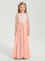 Abiti Da Damigella Lunghi In Chiffon Top In Pizzo Corallo