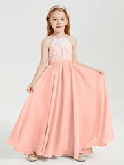 Abiti Da Damigella Lunghi In Chiffon Top In Pizzo Corallo