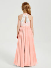 Abiti Da Damigella Lunghi In Chiffon Top In Pizzo Corallo