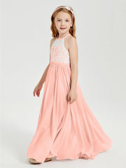 Abiti Da Damigella Lunghi In Chiffon Top In Pizzo Corallo