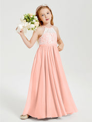 Abiti Da Damigella Lunghi In Chiffon Top In Pizzo Corallo