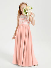 Abiti Da Damigella Lunghi In Chiffon Top In Pizzo Corallo