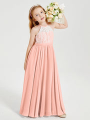 Abiti Da Damigella Lunghi In Chiffon Top In Pizzo Corallo