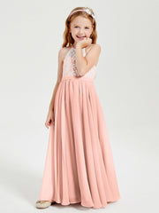 Abiti Da Damigella Lunghi In Chiffon Top In Pizzo Corallo