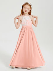 Abiti Da Damigella Lunghi In Chiffon Top In Pizzo Corallo