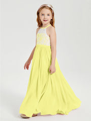 Abiti Da Damigella Lunghi In Chiffon Top In Pizzo Narciso