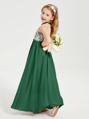 Abiti Da Damigella Lunghi In Chiffon Top In Pizzo Verde Scuro