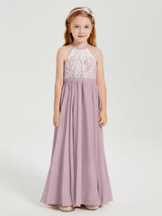 Abiti Da Damigella Lunghi In Chiffon Top In Pizzo Crepuscolo