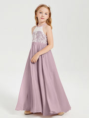 Abiti Da Damigella Lunghi In Chiffon Top In Pizzo Crepuscolo