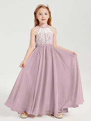 Abiti Da Damigella Lunghi In Chiffon Top In Pizzo Crepuscolo