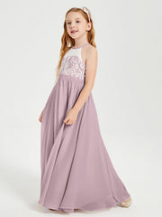 Abiti Da Damigella Lunghi In Chiffon Top In Pizzo Crepuscolo