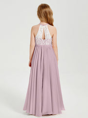 Abiti Da Damigella Lunghi In Chiffon Top In Pizzo Crepuscolo