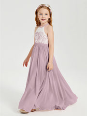 Abiti Da Damigella Lunghi In Chiffon Top In Pizzo Crepuscolo