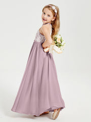 Abiti Da Damigella Lunghi In Chiffon Top In Pizzo Crepuscolo