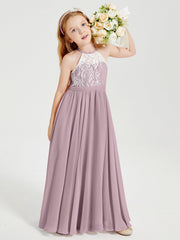 Abiti Da Damigella Lunghi In Chiffon Top In Pizzo Crepuscolo
