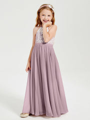 Abiti Da Damigella Lunghi In Chiffon Top In Pizzo Crepuscolo