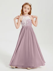 Abiti Da Damigella Lunghi In Chiffon Top In Pizzo Crepuscolo