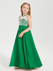 Abiti Da Damigella Lunghi In Chiffon Top In Pizzo Smeraldo