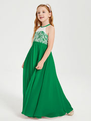 Abiti Da Damigella Lunghi In Chiffon Top In Pizzo Smeraldo