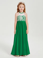 Abiti Da Damigella Lunghi In Chiffon Top In Pizzo Smeraldo