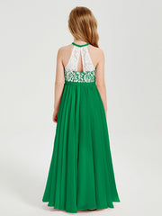 Abiti Da Damigella Lunghi In Chiffon Top In Pizzo Smeraldo