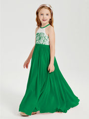 Abiti Da Damigella Lunghi In Chiffon Top In Pizzo Smeraldo