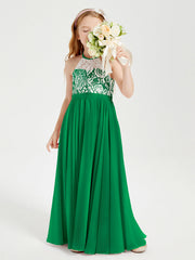 Abiti Da Damigella Lunghi In Chiffon Top In Pizzo Smeraldo