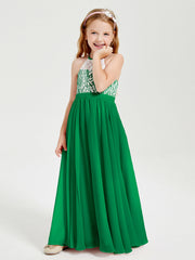 Abiti Da Damigella Lunghi In Chiffon Top In Pizzo Smeraldo