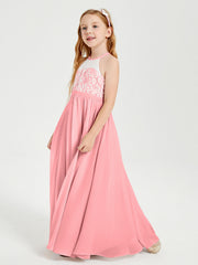 Abiti Da Damigella Lunghi In Chiffon Top In Pizzo Fenicottero