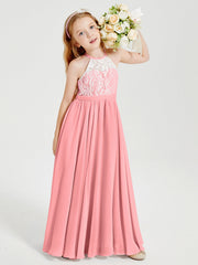 Abiti Da Damigella Lunghi In Chiffon Top In Pizzo Fenicottero