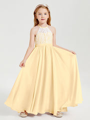 Abiti Da Damigella Lunghi In Chiffon Top In Pizzo Oro