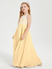 Abiti Da Damigella Lunghi In Chiffon Top In Pizzo Oro
