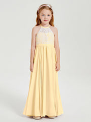 Abiti Da Damigella Lunghi In Chiffon Top In Pizzo Oro
