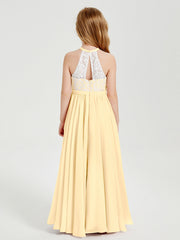 Abiti Da Damigella Lunghi In Chiffon Top In Pizzo Oro