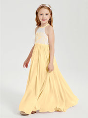 Abiti Da Damigella Lunghi In Chiffon Top In Pizzo Oro