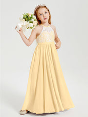Abiti Da Damigella Lunghi In Chiffon Top In Pizzo Oro