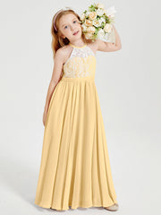 Abiti Da Damigella Lunghi In Chiffon Top In Pizzo Oro