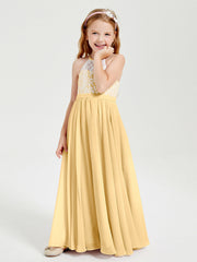 Abiti Da Damigella Lunghi In Chiffon Top In Pizzo Oro