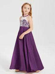 Abiti Da Damigella Lunghi In Chiffon Top In Pizzo Viola