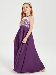 Abiti Da Damigella Lunghi In Chiffon Top In Pizzo Viola