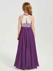 Abiti Da Damigella Lunghi In Chiffon Top In Pizzo Viola