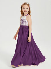 Abiti Da Damigella Lunghi In Chiffon Top In Pizzo Viola