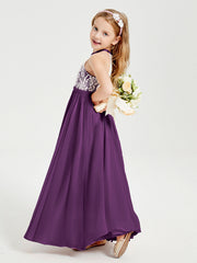 Abiti Da Damigella Lunghi In Chiffon Top In Pizzo Viola