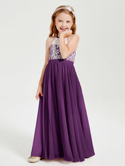 Abiti Da Damigella Lunghi In Chiffon Top In Pizzo Viola