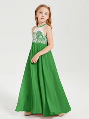 Abiti Da Damigella Lunghi In Chiffon Top In Pizzo Verde