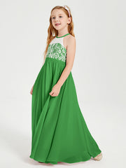 Abiti Da Damigella Lunghi In Chiffon Top In Pizzo Verde