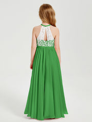 Abiti Da Damigella Lunghi In Chiffon Top In Pizzo Verde