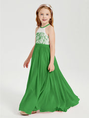 Abiti Da Damigella Lunghi In Chiffon Top In Pizzo Verde