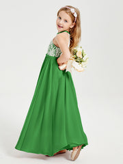 Abiti Da Damigella Lunghi In Chiffon Top In Pizzo Verde